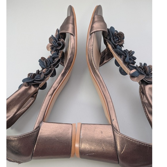 Patrizia By Spring Step Quinteel Floral Copper Dark Blue Open Toe Heels‎ Size 9 - Picture 7 of 11